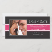Vetgedrukte Fuchsia Stripe Save the Date Aankondig (Voorkant)
