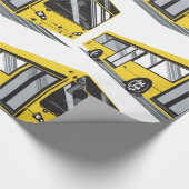 Vetgedrukte gele stadsbus openbaar vervoer cadeaupapier (Hoek)