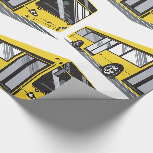 Vetgedrukte gele stadsbus openbaar vervoer cadeaupapier (Hoek)