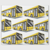 Vetgedrukte gele stadsbus openbaar vervoer cadeaupapier (Vlak)