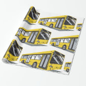 Vetgedrukte gele stadsbus openbaar vervoer cadeaupapier (Uitgerold)
