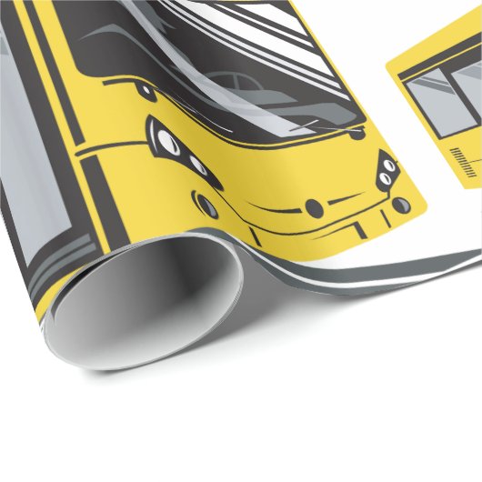 Vetgedrukte gele stadsbus openbaar vervoer cadeaupapier (Rol Hoek)