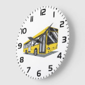 Vetgedrukte gele stadsbus openbaar vervoer grote klok (Hoek)