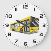 Vetgedrukte gele stadsbus openbaar vervoer grote klok (Voorkant)