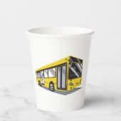 Vetgedrukte gele stadsbus openbaar vervoer papieren bekers (Voorkant)