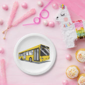 Vetgedrukte gele stadsbus openbaar vervoer papieren bordje (Feest)