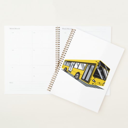 Vetgedrukte gele stadsbus openbaar vervoer planner (Display)