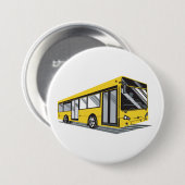 Vetgedrukte gele stadsbus openbaar vervoer ronde button 7,6 cm (Voorkant /achterkant)