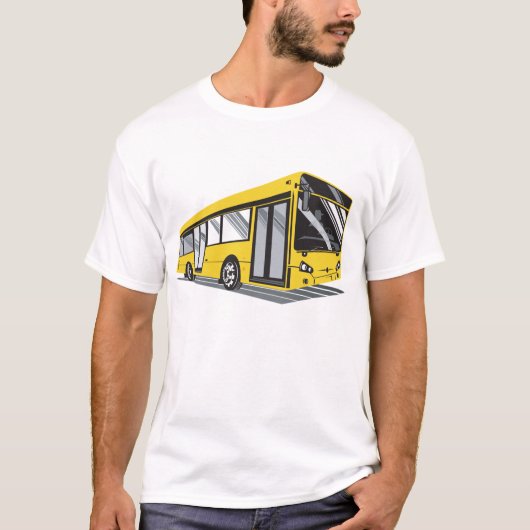 Vetgedrukte gele stadsbus openbaar vervoer t-shirt (Voorkant)