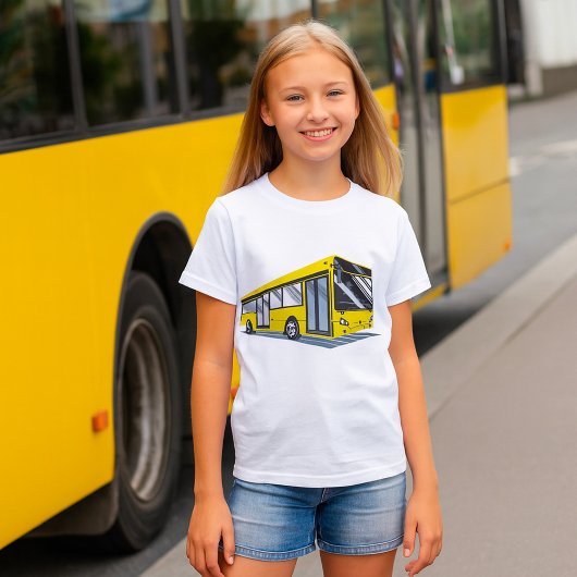 Vetgedrukte gele stadsbus openbaar vervoer t-shirt