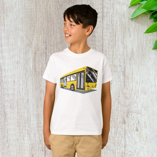 Vetgedrukte gele stadsbus openbaar vervoer t-shirt