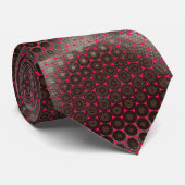 Vetgedrukte geometrie: Fuchsia Eclipse Silk Stropd Stropdas (Opgerold)