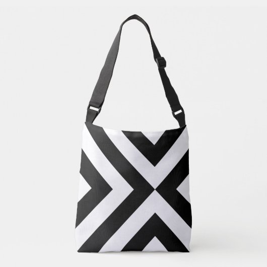 Vetgedrukte geometrische zwarte en witte Chevron Crossbody Tas (Voorkant)