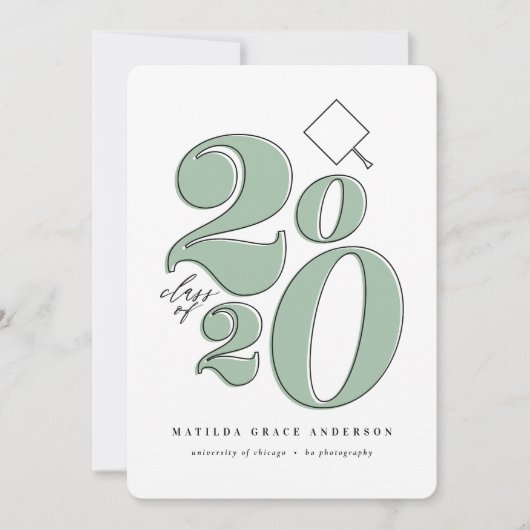 Vetgedrukte grafische klasse van 2020 afstuderen a feestdagenkaart (Voorkant)