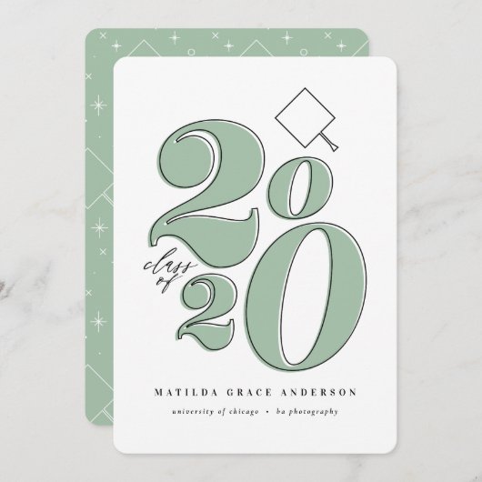 Vetgedrukte grafische klasse van 2020 afstuderen a feestdagenkaart (Voorkant / Achterkant)