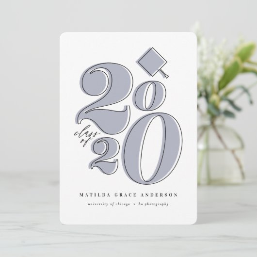 Vetgedrukte grafische klasse van 2020 afstuderen a feestdagenkaart (Staand voorkant)