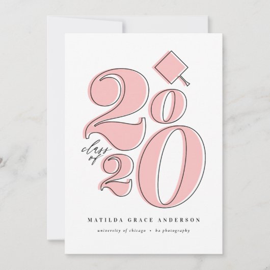 Vetgedrukte grafische klasse van 2020 afstuderen a feestdagenkaart (Voorkant)