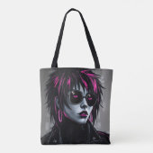 Vetgedrukte Graphic Woman Canvas tas met Roze Zonn (Achterkant)