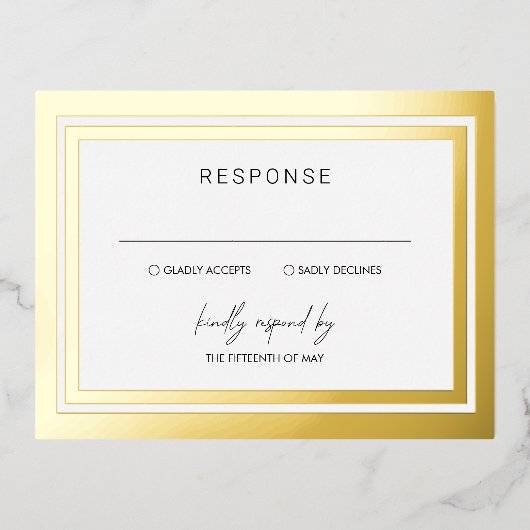 Vetgedrukte grens Moderne bruiloft RSVP Folie Uitnodiging Briefkaart (Voorkant)
