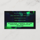 Vetgedrukte groene fitness professional visitekaartje (Achterkant)