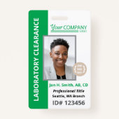 Vetgedrukte groene Logo Entry Medewerker Foto-ID Badge (Voorkant)