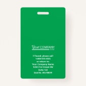 Vetgedrukte groene Logo Entry Medewerker Foto-ID Badge (Achterkant)