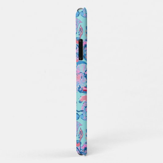 Vetgedrukte Hand geschilderde Bloemen Rood Blauw R Case-Mate iPhone Case (Achterkant/rechts)