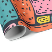 Vetgedrukte handgetekende vierkanten cadeaupapier (Rol Hoek)