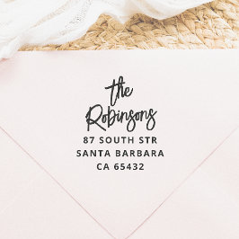 Vetgedrukte handlettering Familienaam & Retouradre Zelfinktende Stempel