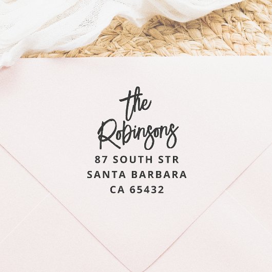 Vetgedrukte handlettering Familienaam & Retouradre Zelfinktende Stempel