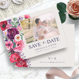 Vetgedrukte heldere bloemenfoto save the date