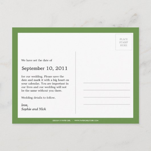 Vetgedrukte herinnering Save the Date Briefkaart ( (Achterkant)