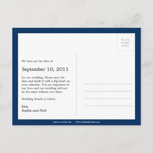 Vetgedrukte herinnering Save the Date Briefkaart ( (Achterkant)