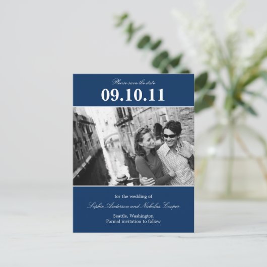 Vetgedrukte herinnering Save the Date Briefkaart ( (Staand voorkant)