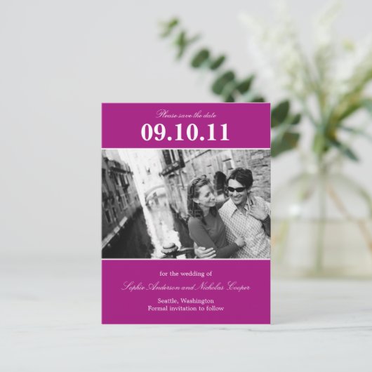 Vetgedrukte herinnering Save the Date Briefkaart ( (Staand voorkant)