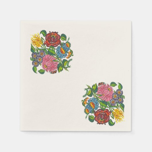 Vetgedrukte Hongaarse bloem Servetten (Voorkant)