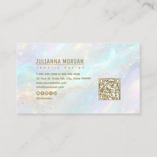 Vetgedrukte iriserende werveling met gouden accent visitekaartje (Achterkant)