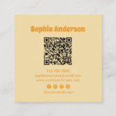 Vetgedrukte jaren 70 stijl met aangepaste QR-code  Vierkante Visitekaartje (Achterkant)
