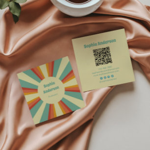 Vetgedrukte jaren 70 stijl met aangepaste QR-code  Vierkante Visitekaartje