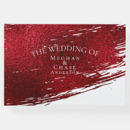 Vetgedrukte karmozijnrode penseelstreek gastenboek