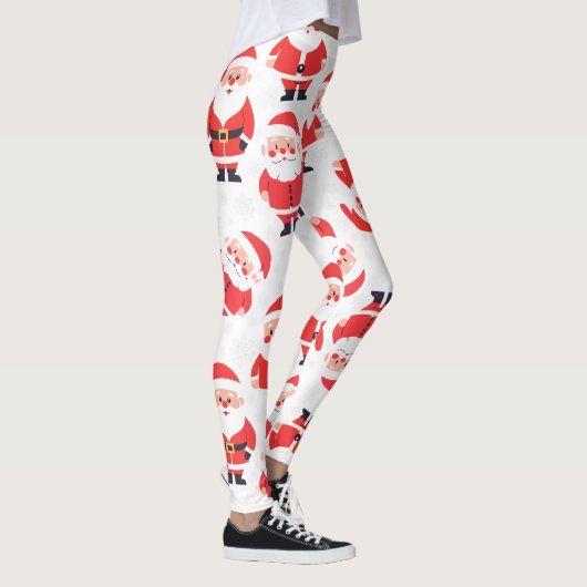 Vetgedrukte Kerstman nieuwigheid Rood en Wit Parti Leggings (Rechts)