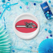 Vetgedrukte kettingzaag Lumberjack Logging Tool Papieren Bordje (Feest)