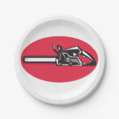 Vetgedrukte kettingzaag Lumberjack Logging Tool Papieren Bordje (Voorkant)