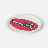 Vetgedrukte kettingzaag Lumberjack Logging Tool Papieren Bordje (Gekanteld)