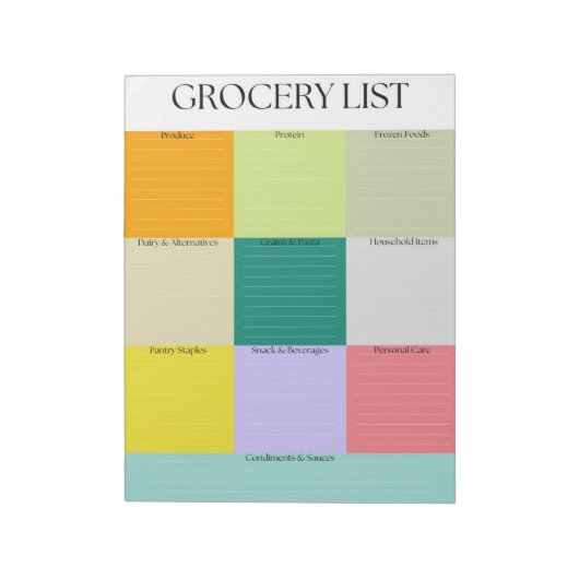 Vetgedrukte kleur blok boodschappenlijst notitieblok (Linkerzijde)