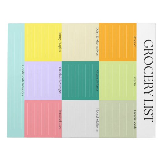 Vetgedrukte kleur blok boodschappenlijst notitieblok (Voorkant)