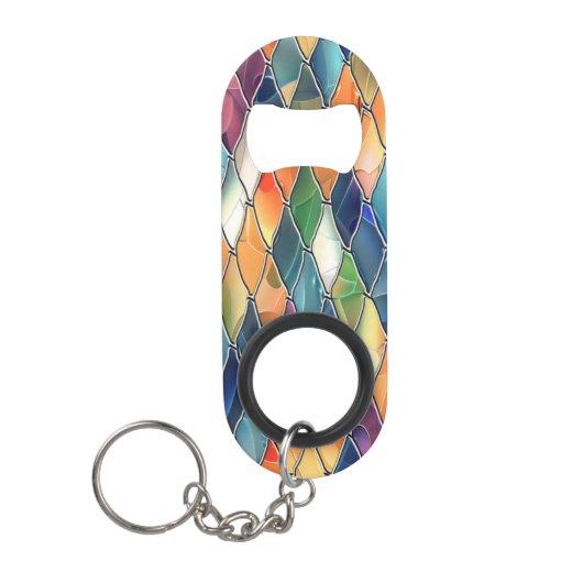 Vetgedrukte kleur Glas in lood Mini Flessenopener (Voorkant)