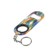 Vetgedrukte kleur Glas in lood Mini Flessenopener (Achterkant Gekanteld)