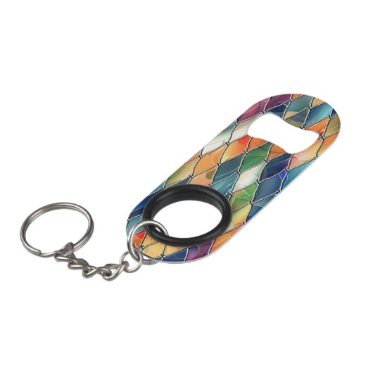 Vetgedrukte kleur Glas in lood Mini Flessenopener (Voorkant Gekanteld)