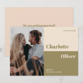 Vetgedrukte kleur typografisch redactioneel modern save the date (Voorkant / Achterkant)